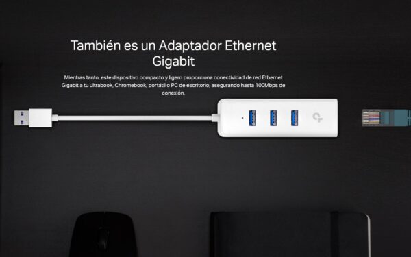 Adaptador Red Gigabit Usb 3.0 a RJ45 TP-Link UE330 + 3 Usb - Imagen 3