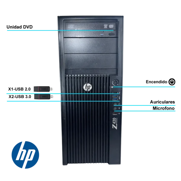 Pc Computadora Servidor Hp Z420 Xeon E5-1620 16gb 256gb Ssd - Imagen 3