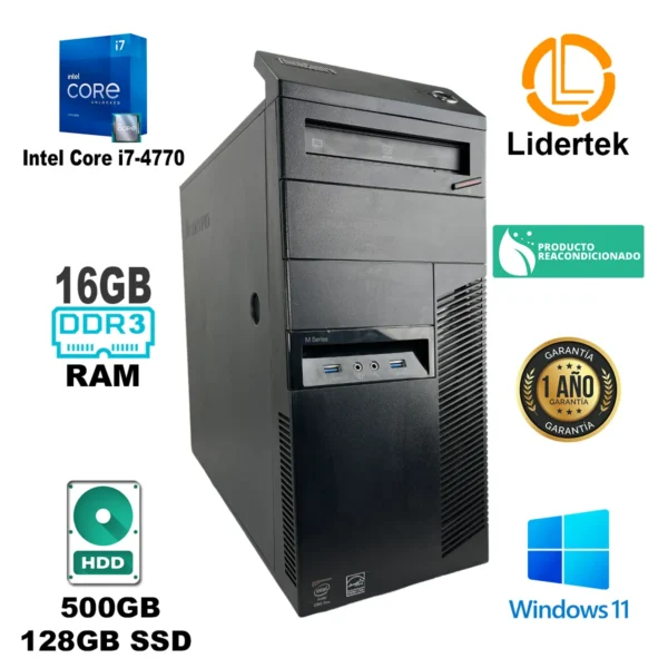 Pc Computadora Escritorio I7-4770 16gb Ram 500gb + 128gb ssd - Imagen 2