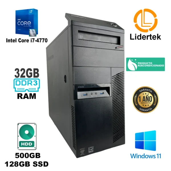 Pc Computadora Escritorio I7-4770 32gb Ram 500gb + 128gb ssd - Imagen 2