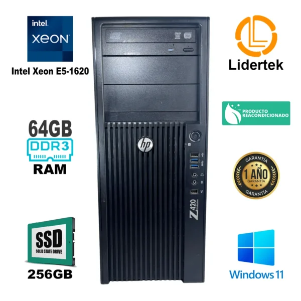 Pc Computadora Servidor Hp Z420 Xeon E5-1620 64gb 256gb Ssd - Imagen 2