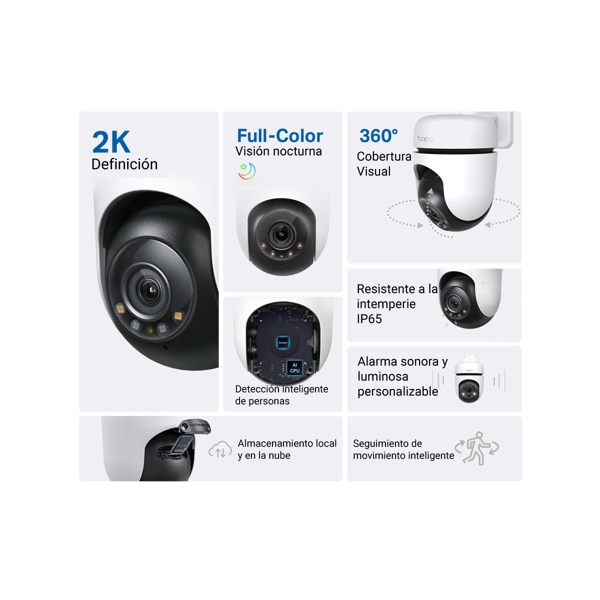 Kit x2 Cámaras Seguridad Exterior 2k 3mp Tapo C510 Grio 360